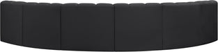Arc Faux Leather 6pc. Sectional Black - 101Black-S6B - Vega Furniture