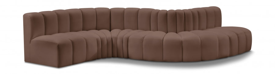 Arc Faux Leather 6pc. Sectional Brown - 101Brown-S6A - Vega Furniture