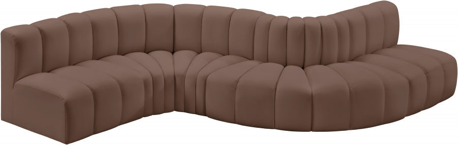 Arc Faux Leather 6pc. Sectional Brown - 101Brown-S6A - Vega Furniture