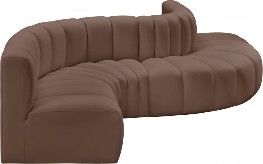 Arc Faux Leather 6pc. Sectional Brown - 101Brown-S6A - Vega Furniture