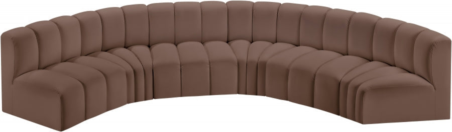 Arc Faux Leather 6pc. Sectional Brown - 101Brown-S6B - Vega Furniture