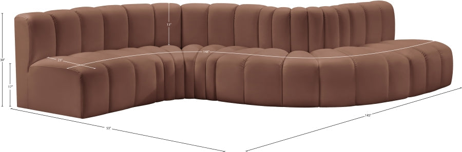 Arc Faux Leather 6pc. Sectional Cognac - 101Cognac-S6A - Vega Furniture