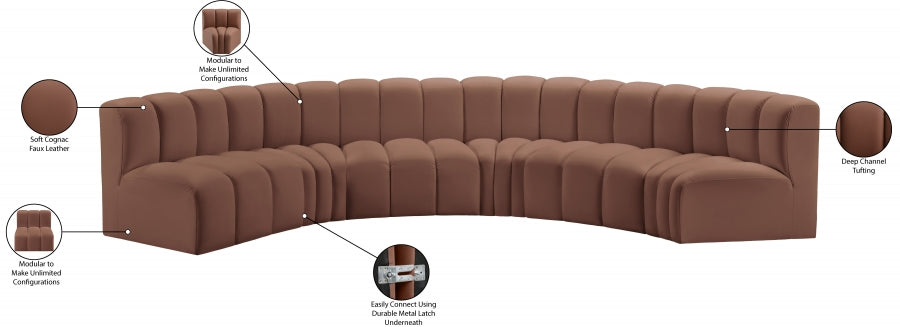 Arc Faux Leather 6pc. Sectional Cognac - 101Cognac-S6B - Vega Furniture