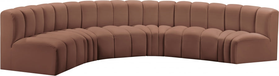 Arc Faux Leather 6pc. Sectional Cognac - 101Cognac-S6B - Vega Furniture
