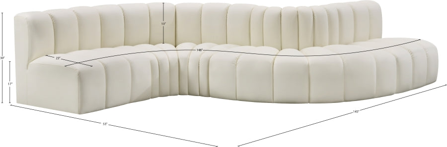 Arc Faux Leather 6pc. Sectional Cream - 101Cream-S6A - Vega Furniture