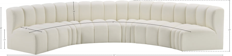 Arc Faux Leather 6pc. Sectional Cream - 101Cream-S6B - Vega Furniture