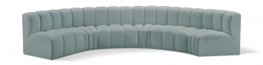 Arc Faux Leather 6pc. Sectional Mint - 101Mint-S6B - Vega Furniture