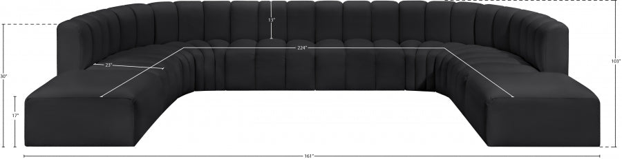 Arc Faux Leather Fabric 10pc. Sectional Black - 101Black-S10A - Vega Furniture