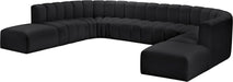 Arc Faux Leather Fabric 10pc. Sectional Black - 101Black-S10A - Vega Furniture