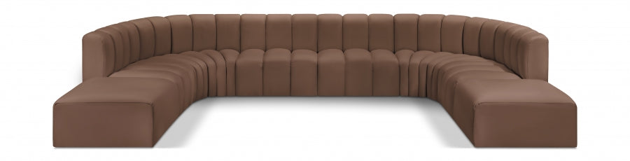 Arc Faux Leather Fabric 10pc. Sectional Brown - 101Brown-S10A - Vega Furniture