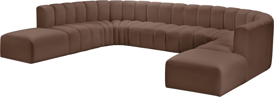 Arc Faux Leather Fabric 10pc. Sectional Brown - 101Brown-S10A - Vega Furniture