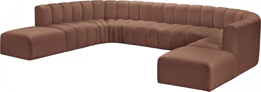 Arc Faux Leather Fabric 10pc. Sectional Cognac - 101Cognac-S10A - Vega Furniture