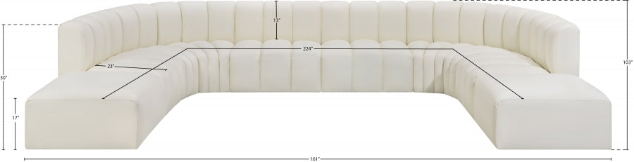 Arc Faux Leather Fabric 10pc. Sectional Cream - 101Cream-S10A - Vega Furniture