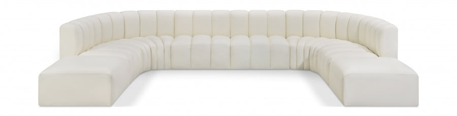 Arc Faux Leather Fabric 10pc. Sectional Cream - 101Cream-S10A - Vega Furniture
