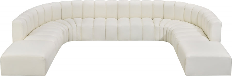 Arc Faux Leather Fabric 10pc. Sectional Cream - 101Cream-S10A - Vega Furniture