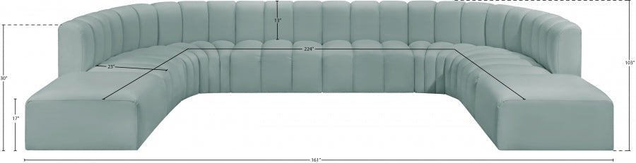 Arc Faux Leather Fabric 10pc. Sectional Mint - 101Mint-S10A - Vega Furniture