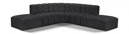 Arc Faux Leather Fabric 6pc. Sectional Black - 101Black-S6C - Vega Furniture