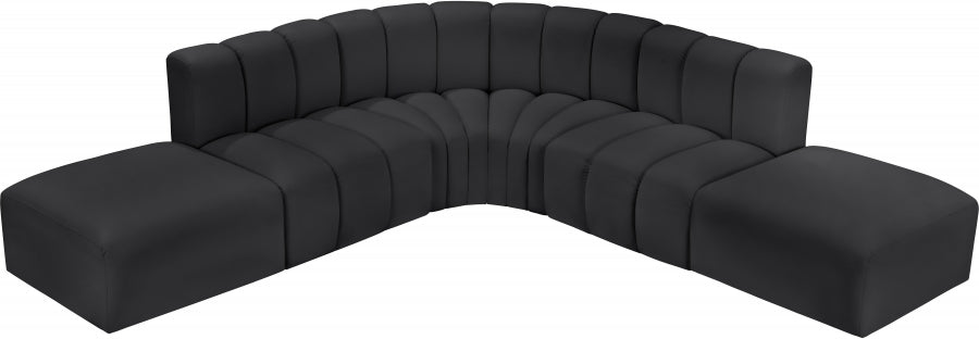 Arc Faux Leather Fabric 6pc. Sectional Black - 101Black-S6C - Vega Furniture