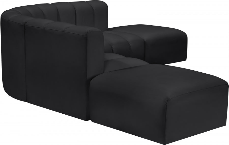 Arc Faux Leather Fabric 6pc. Sectional Black - 101Black-S6C - Vega Furniture