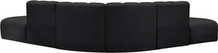 Arc Faux Leather Fabric 6pc. Sectional Black - 101Black-S6C - Vega Furniture