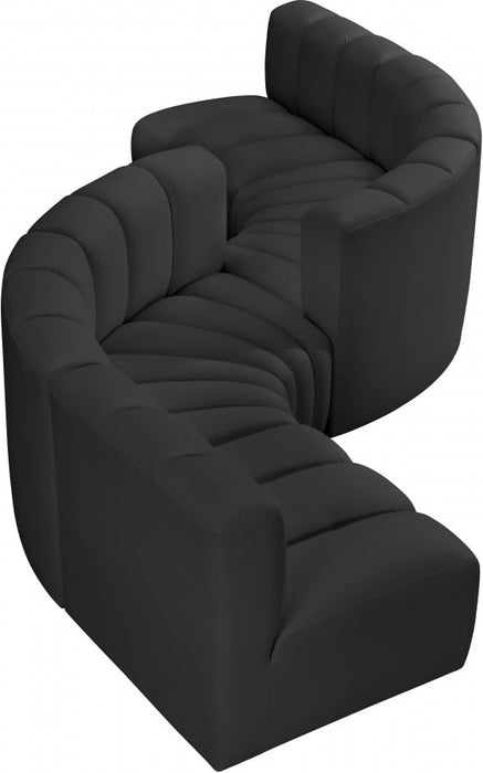 Arc Faux Leather Fabric 6pc. Sectional Black - 101Black-S6D - Vega Furniture