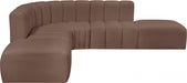 Arc Faux Leather Fabric 6pc. Sectional Brown - 101Brown-S6C - Vega Furniture