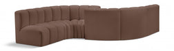 Arc Faux Leather Fabric 6pc. Sectional Brown - 101Brown-S6D - Vega Furniture