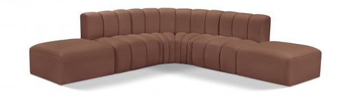 Arc Faux Leather Fabric 6pc. Sectional Cognac - 101Cognac-S6C - Vega Furniture