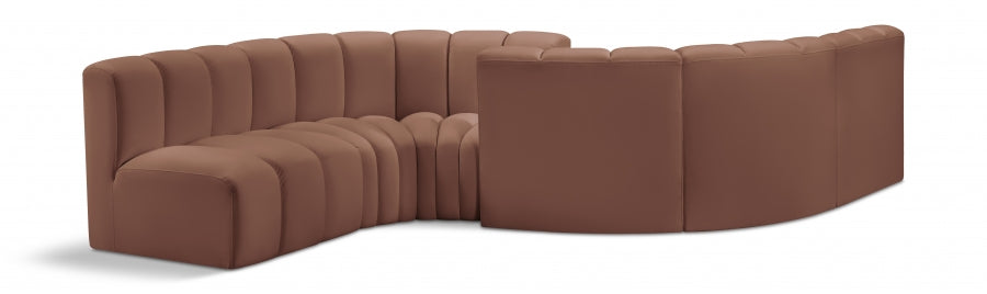 Arc Faux Leather Fabric 6pc. Sectional Cognac - 101Cognac-S6D - Vega Furniture