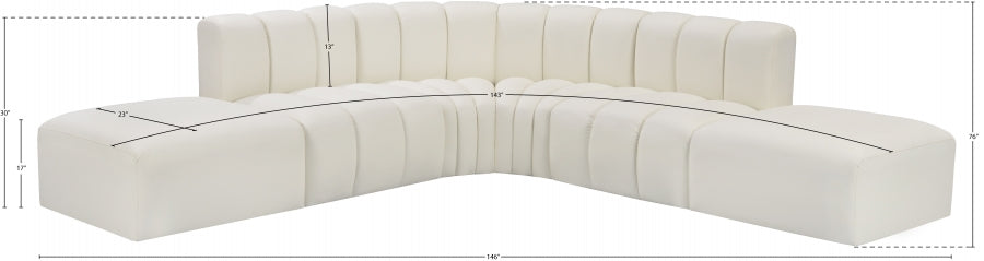 Arc Faux Leather Fabric 6pc. Sectional Cream - 101Cream-S6C - Vega Furniture