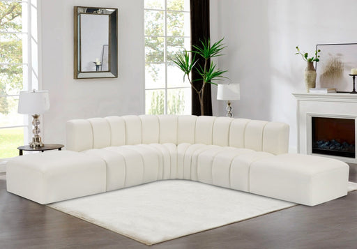 Arc Faux Leather Fabric 6pc. Sectional Cream - 101Cream-S6C - Vega Furniture