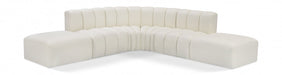 Arc Faux Leather Fabric 6pc. Sectional Cream - 101Cream-S6C - Vega Furniture