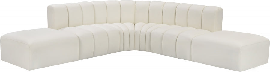 Arc Faux Leather Fabric 6pc. Sectional Cream - 101Cream-S6C - Vega Furniture