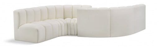 Arc Faux Leather Fabric 6pc. Sectional Cream - 101Cream-S6D - Vega Furniture