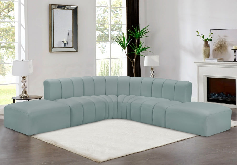 Arc Faux Leather Fabric 6pc. Sectional Mint - 101Mint-S6C - Vega Furniture