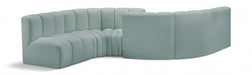 Arc Faux Leather Fabric 6pc. Sectional Mint - 101Mint-S6D - Vega Furniture