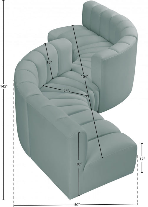 Arc Faux Leather Fabric 6pc. Sectional Mint - 101Mint-S6D - Vega Furniture