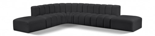 Arc Faux Leather Fabric 7pc. Sectional Black - 101Black-S7A - Vega Furniture