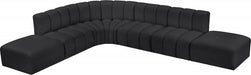 Arc Faux Leather Fabric 7pc. Sectional Black - 101Black-S7A - Vega Furniture