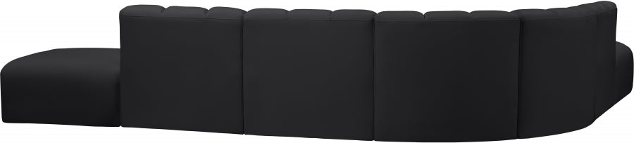 Arc Faux Leather Fabric 7pc. Sectional Black - 101Black-S7A - Vega Furniture