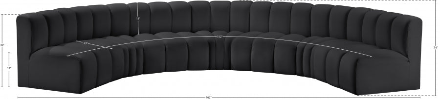 Arc Faux Leather Fabric 7pc. Sectional Black - 101Black-S7B - Vega Furniture