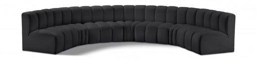 Arc Faux Leather Fabric 7pc. Sectional Black - 101Black-S7B - Vega Furniture