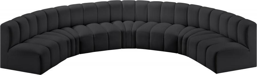 Arc Faux Leather Fabric 7pc. Sectional Black - 101Black-S7B - Vega Furniture