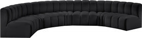 Arc Faux Leather Fabric 7pc. Sectional Black - 101Black-S7B - Vega Furniture