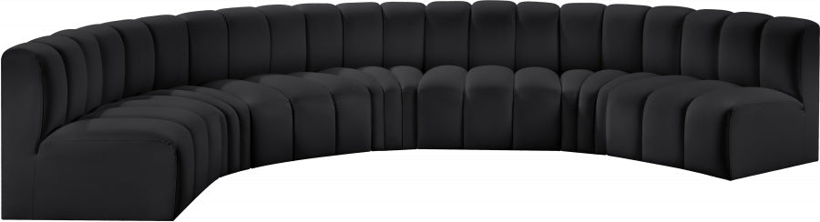 Arc Faux Leather Fabric 7pc. Sectional Black - 101Black-S7B - Vega Furniture