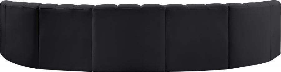 Arc Faux Leather Fabric 7pc. Sectional Black - 101Black-S7B - Vega Furniture