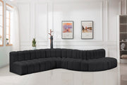 Arc Faux Leather Fabric 7pc. Sectional Black - 101Black-S7C - Vega Furniture