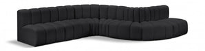 Arc Faux Leather Fabric 7pc. Sectional Black - 101Black-S7C - Vega Furniture