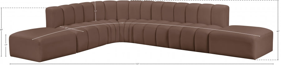 Arc Faux Leather Fabric 7pc. Sectional Brown - 101Brown-S7A - Vega Furniture