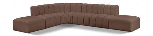 Arc Faux Leather Fabric 7pc. Sectional Brown - 101Brown-S7A - Vega Furniture